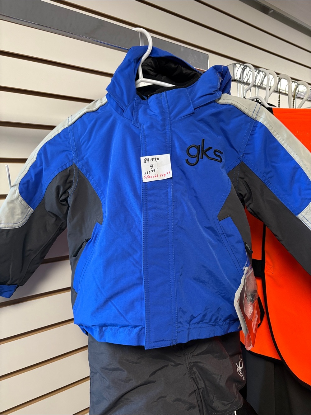 GK Kids Blue and Gray Puffer Jacket with Hood